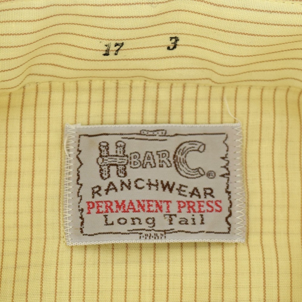 H Bar C Ranchwear Men XL Yellow Striped Western Long Tail 70s Button Down Shirt - Picture 7 of 12